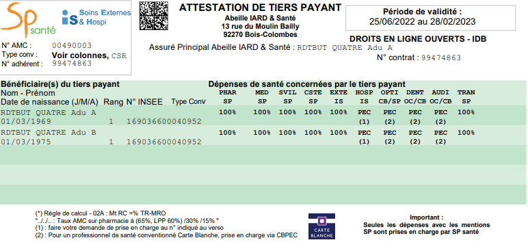 Carte de tiers payant – Abeille Assurances