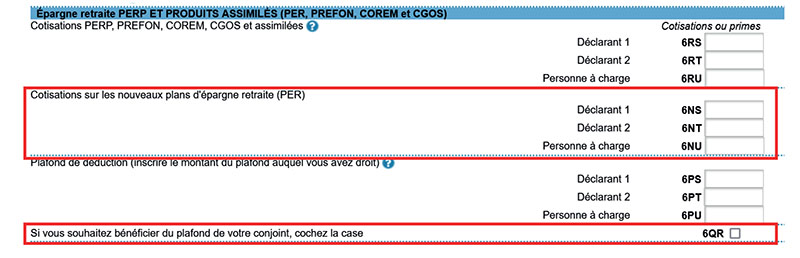 Déclaration de l’épargne retraite versée par le contribuable et son conjoint dans la déclaration de revenus